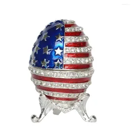 Bottles Creative Egg Trinket Box Jewellery Organiser Container American Flag Design Enamelled Ring Holder