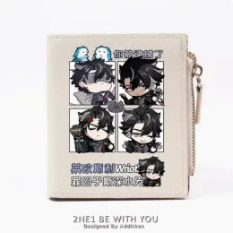 Wallets Anime Genshin Impact Wriothesley Fashion Wallet PU Purse Card Coin Zipper Money Bag Cosplay Gift B488