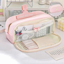 Double Layer Pencil Case Large Capacity Minimalist Girl Student Fabric Pouch School Stationery Organiser Supply Pen Bags