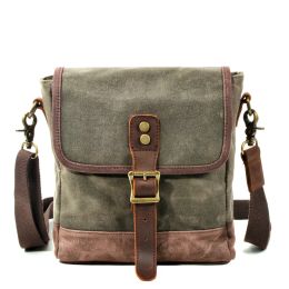 Briefcases Olive Green waxed Canvas Everyday Purse Sling Shoulder Bag