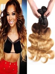 Ombre Body Wave Hair Weaves Malaysian Indian Peruvian Brazilian Virgin Hair Bundles bodywave Two Tone Dark Roots Blonde Ombre Huma9658789