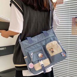 Buckets Multipocket Kawaii Women school bag Fashion Simple Japanese college students shoulder bag tote bags messenger book bags female