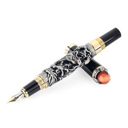 Pens Jinhao Brand Luxury Dragon Style Fountain Pen 0.5mm Gold Metal Iraurita Business Writing Pens Tool Gift Stationery Supply