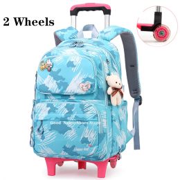 Bags School Trolley Bag For Girls Kids School Bookbags Rolling Wheeled School Backpack Removable Children School Bags For Girls