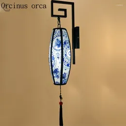 Wall Lamp Chinese Blue And White Porcelain Living Room Corridor Bedroom Originality Antique Garden