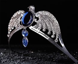 Fashion Vintage Silver Ravenclaw diadem Blue Crystal Ravenclaw College Lost Crown Prom Hair Jewelry Jarry Potter Horcrux S9192473276