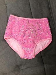 Stage Wear Pole Dance Clothing Pink Shorts Women Shiny Sequin Mid-Waist Nightclub Bar Gogo Dancewear Costume