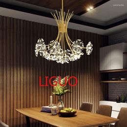 Chandeliers Modern Crystal Bouquet Flowers For Dining Living Room El Hall Table Center Pendant Lights Indoor Lustre Luminaria
