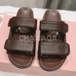 Slippers Ladies Beach Shoes Summer Style Genuine Leather Material Broadband Design Concise Versatile Women