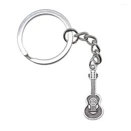 Keychains 1pcs Guitar Charms Keychain For Bags Pendant Jewelry Making In Ring Size 28mm