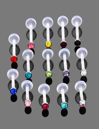 Dangle & Chandelier 14Pcs/lot Bioplast Tragus Piercing Lip Piercings Labret Ring lage Ear Studs Rings Body Jewelry9581722