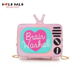 Buckets Novelty Laser TV Design Women Handbag and Purse Girl Mini Shoulder Bag Ladies Fun Crossbody Messenger Bag Kawaii Daily Clutch