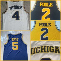 Michigan Wolverines College Basketball Jersey Jalen Juwan Rose 25 Howard Rice Poole Blue White Mens Jerseys Yellow Navy Shirts