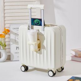 Luggage 18/20 Inch Suitcase Boarding Multifunctional Travel Suitcase Student Password Trolley Case Rolling Luggage Bag With Cup Holder