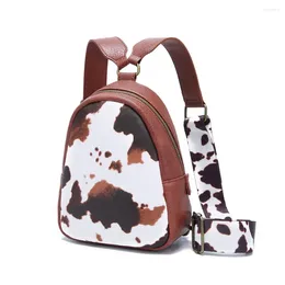 School Bags Leopard PU Leather Convertible Backpack Crossbody Women Fashion Vintage Sling Bag Female Casual Versatile Mini