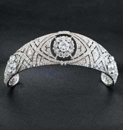 Luxury Austrian Crystals CZ Meghan Princess Wedding Bridal Tiara Crown Hair Accessories Bride Silver Headband Fshion Jewelry5495700