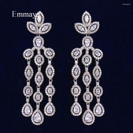 Stud Earrings Emmaya Arrival Round And Waterdrop Appearance Tassel CZ Long Earring Women&Girls Distinctive Dress-up In Dinner