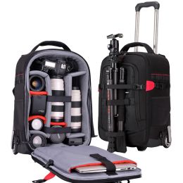 Carry-Ons Hot!New Shoulder Travel Bag,Photography backpack,Professional camera bag,Trolley Suitcase,Men Cabin Rolling luggage bag