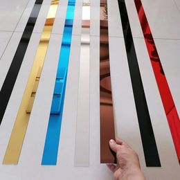 Mirror Wall Stickers Rectangular Selfadhesive 3D Acrylic Sticker for DIY Background Waist Line Home Living Room Decor 240410