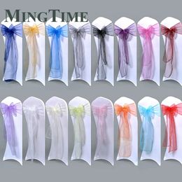 25pcs 275cm Sheer Organza Chair Sashes Band Ribbon Belt Bow Cover Rustic Wedding Party Birthday Banquet Ceremony Decoration 240407