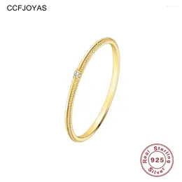 Cluster Rings CCFJOYAS 925 Sterling Silver Single Zircon Ring Minimalist INS 14K Gold Plating Wedding Party Women Fine Jewellery