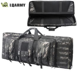 Packs LQARMY 32 38 42 48 inch Tactical Double Rifle Case Military Molle Rifle Bag Sniper Airsoft Gun Case Backpack Hunting Gun Holster