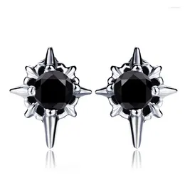 Stud Earrings Black Women Fashion Jewellery Couple Crystal Gifts For Man Accessories Stainless Steel Clip On Earring