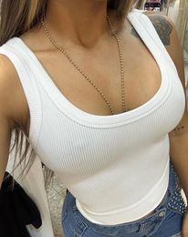 Women's Tanks Sexy Tank Top U-Neck Sleeveless Ribbed Vest 2024 Spring/summer Latest Fashionable Solid Color Charming Versatile Sling