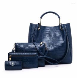 Shoulder Bags Classic Retro Women'S Handbags Fashion Crocodile Pattern 4pcs Bag High Quality Large Capacity Messenger Female