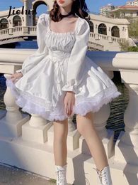 Casual Dresses Lolita Dress Party Evening Women Vintage Lace Y2K Mini Female Kawaii Clothing Spring One Piece Korea