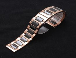 14MM 16MM 18MM 20MM 22MM Stainless steel watchband strap bracelet wrap ceramic Black polished wristwatch bands fashion rosegold me3807590