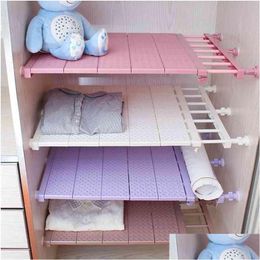 Storage Holders Racks 39-83Cm Adjustable Wardrobe Shelf Space Separation Tools Wall Mounted Extendable Cupboard Saving 210811 Drop Dhq3L