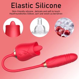 Vibrator for Women, Rose Toy Tongue Licking Vibrator with Vibrating Egg, G Spot Rose Vibrator Clitoral Vibrator Dildo Stimulator Vaginal and Anal Sex Toy