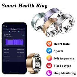 Fashion SmartRing Fitness Tracker for Android IOS Body Temperature Heart Rate Blood Oxygen Sleep Smart Health Ring For Men Women 240414