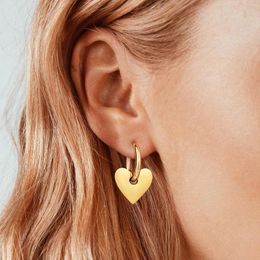 Dangle Earrings Heart Huggies Earring For Women Charm Love Shape Circle Hoop Stainless Steel Jewelry