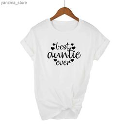 Women's T-Shirt 100% cotton T Shirt Women Harajuku Kawaii BEST AUNTIE EVER Tshirt Leisure Comfortable Aesthetic Lovely Tshirt Y240420