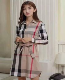 Luxury Fashion Women039s Vintage Classic Plaid Shirt Long Dress Office Lady British Style Long Sleeve tartan t shirt Casual Dre3830755