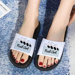 Slippers Women Shoes Home Fingernail Nail Print Cartoon Sexy Cute Slides Beach Sandals Graphic Bathroom Slipper Female