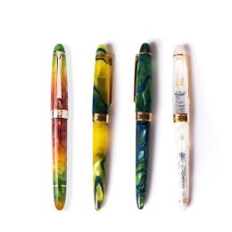 Pens Colourful LORELEI Resin Fountain Pen with Converter Golden Clip Fine 0.5mm Nibs writing Ink Pens With Box Office Supplies Gifts