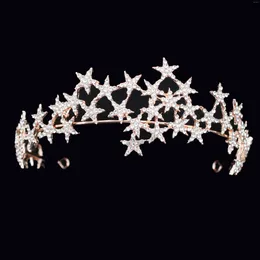 Hair Clips Wedding Bridal Tiara Crown Rhinestones Star Headband Bride Headpiece For Women Ornaments Pageant Head Jewelry Accessories