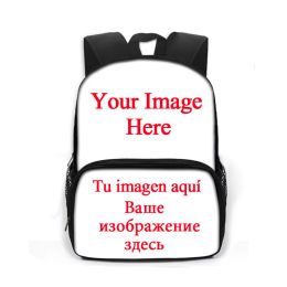 Backpacks 13 Inch Custom Your Image Logo Name Schoolbag Boys Girls Multipocket Travel Bag Kids kindergarten Backpacks Book Bag Gift