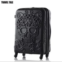 Luggage TRAVEL TALE 20" 24" 28" New Skull Travel Luggage Bag Cabin Kinder Trolley Suitcase On Wheels