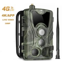 Cameras New 4K 30MP Hunting Camera with APP Bluetooth Control Cloud 4G Live Video HC801Pro Wireless Wildlife Trail Camera US/EU Plug