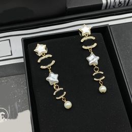 Fashion Brand Designers Letters Stud Earrings Geometric Women Luxury Design Crystal Rhinestone Pearl Earring Wedding Party Jewellery