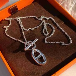 Halsband Personligt gris snuthalsband med nontarnish 925 Silver OT CLASP FÖR MÄNNER OCH KVINNA PAPER COLLABONE CHAIN ​​PATY TOP