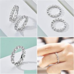 Cluster Rings High-Quality Pure 925 Sterling Sier Trend Jewellery Ladies Exquisite Lace Ring Sweet Anniversary Gift Drop Delivery Dh28U