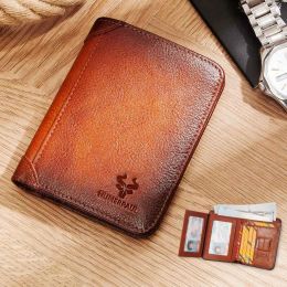 Wallets HUMERPAUL HOT Genuine Leather Wallet for Men Slim Trifold RFID Blocking Credit Cards Holder Classic Male Clutch Money Bags