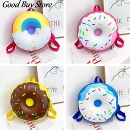 Bags Donuts Shape Book Bag Children Kids School Bags Cartoon Backpacks PU Leather Lovely Bagpack Kindergarten Satchel Round Backpack