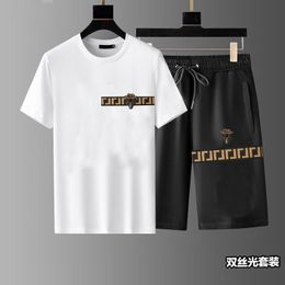 Summer Fashion Men and Womens Shorts Tracksuit Sets Short Sleeve 100% Cotton black T Shirt Shorts Print Male Set Men's Brand ClothingP4433