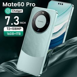 Explosive New Mate60 Pro 3+64G Perforated 7.3 Inch Large Screen Android Smartphone